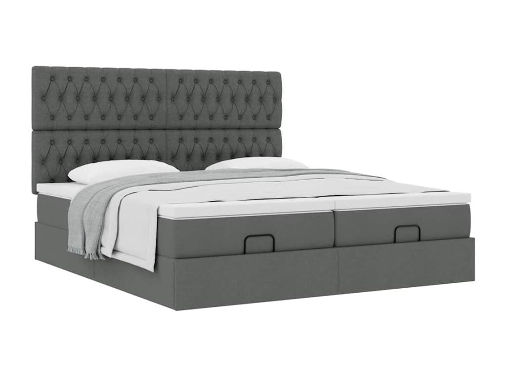 Cadre de lit Dormeva avec matelas gris foncé 200x200cm tissu VLBF45933