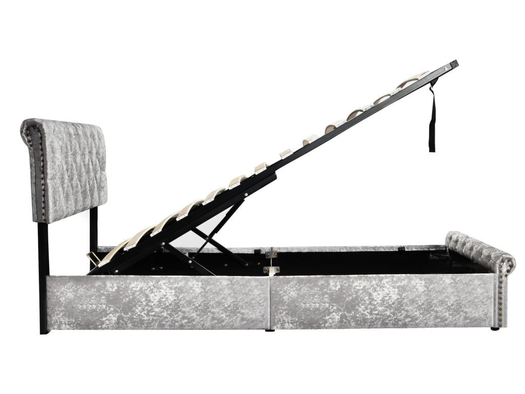 Lit coffre Lit pour adolescents - gris 90x200 avec Zensova à Zensova et tête de lit - Zensova ZBYA39592