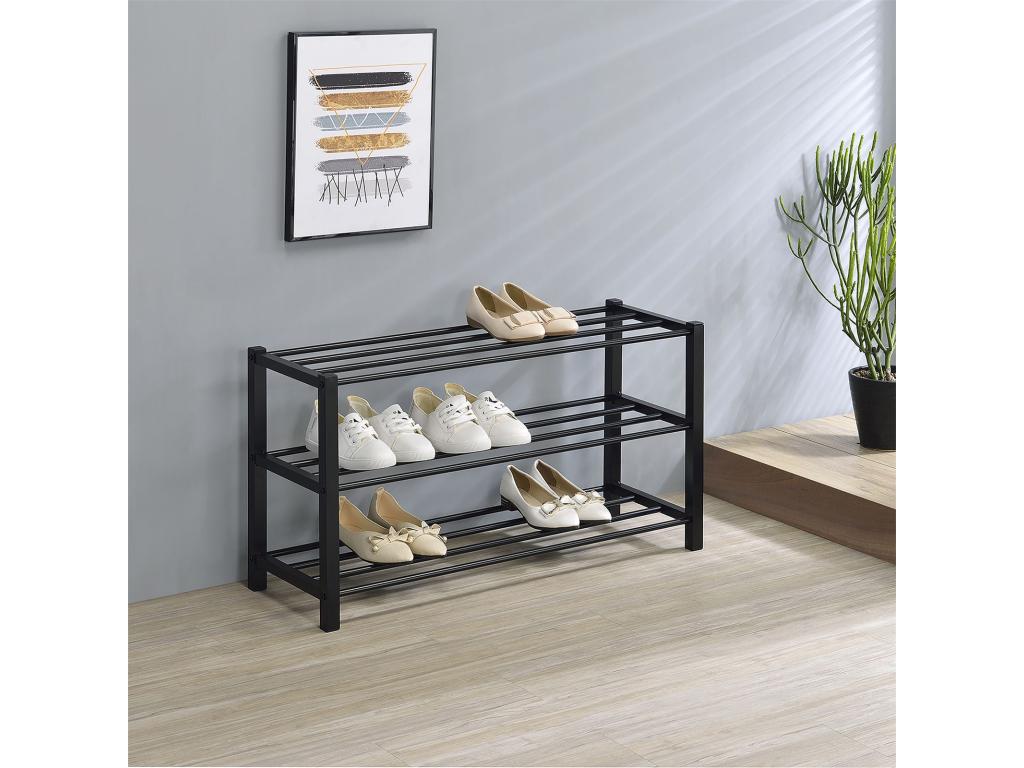 à chaussures Dormeva rangement Etagère porte-chaussures avec 3 niveaux en métal laqué noir SHTG52825