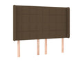 Tête de lit avec oreilles Marron foncé 147x16x118/128 cm Tissu DQXQ15530