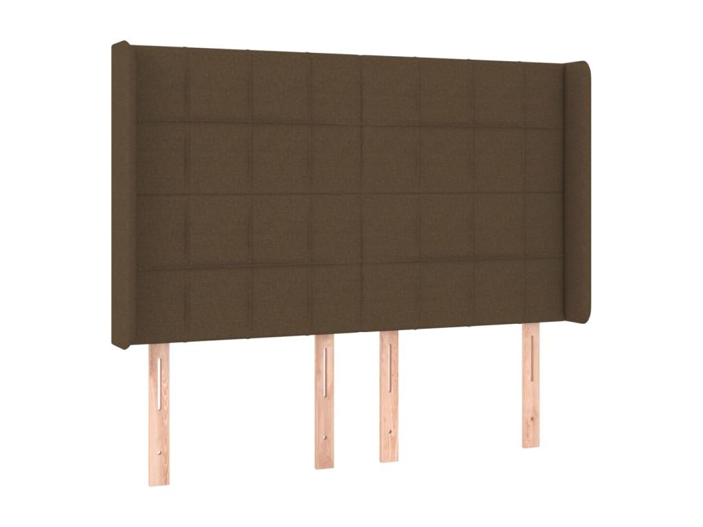 Tête de lit avec oreilles Marron foncé 147x16x118/128 cm Tissu DQXQ15530