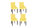 Lot de 4 Chaise de salle à manger - Velours / Bois - Jaune - Zensova FGYW97946