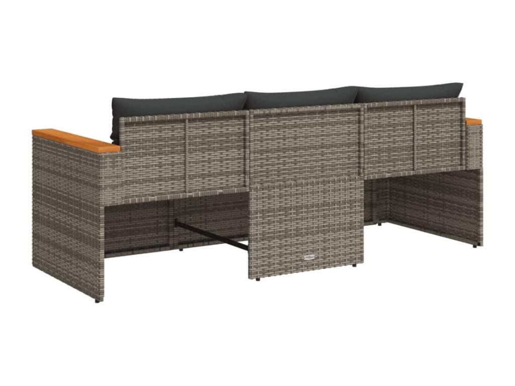 Canapé de jardin avec coussins 3 places gris résine tressée NOMV07990