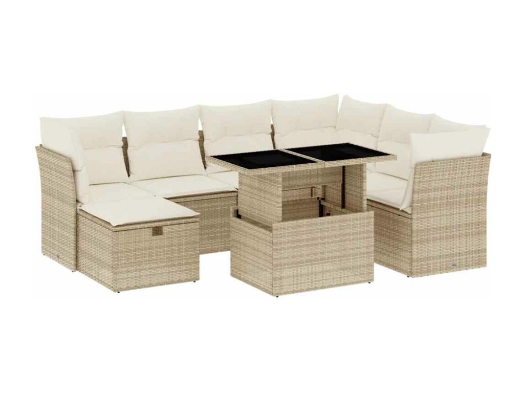 Salon de jardin avec coussins 8 pièces beige résine tressée XNFG53437