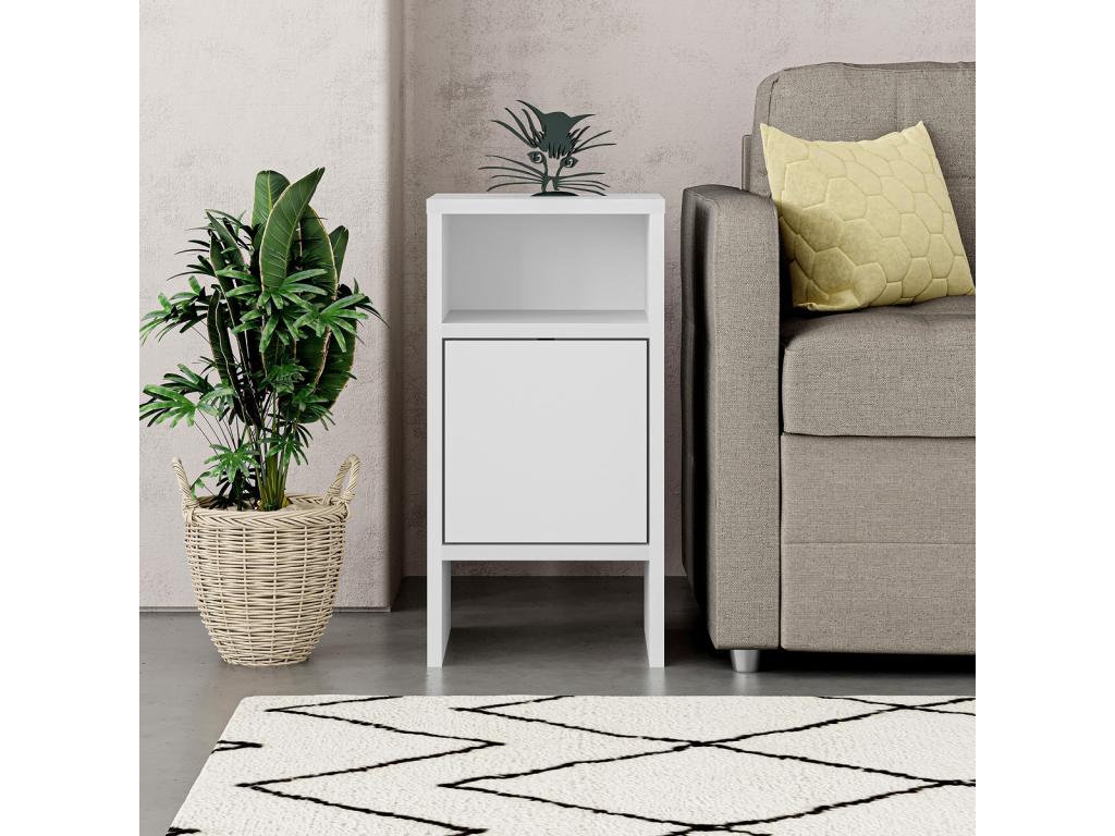 Table de chevet table de nuit avec 1 porte coloris blanc - L- 30 x P- 30 x H- 59 cm UCRY06642
