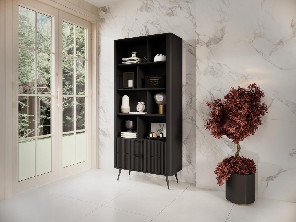 Bibliothèque avec 2 tiroirs et 8 niches en MDF - Noir - Dormeva II de Dormeva RTWV82664