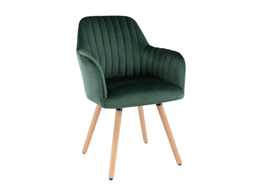 Chaise avec accoudoirs en velours et métal effet bois - Vert foncé - Zensova RHKR72732