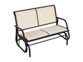 Banc à bascule de jardin 2 places design contemporain grand confort accoudoirs assise et dossier ergonomique acier textilène beige QPUP23818
