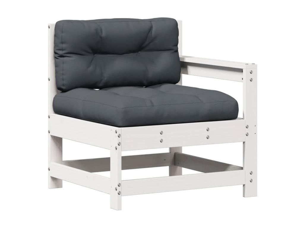 Salon de jardin 5 pcs avec coussins blanc bois massif de pin RTFM73452