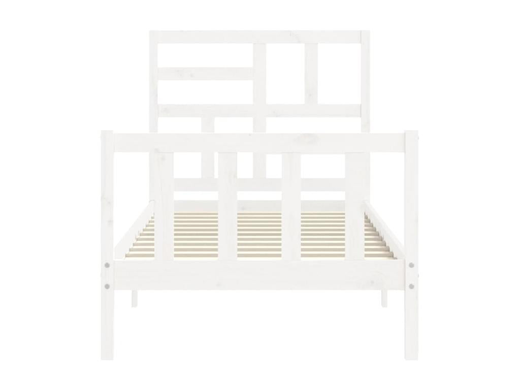 Cadre de lit avec tête de lit blanc 90x200 cm bois massif IGIO08308