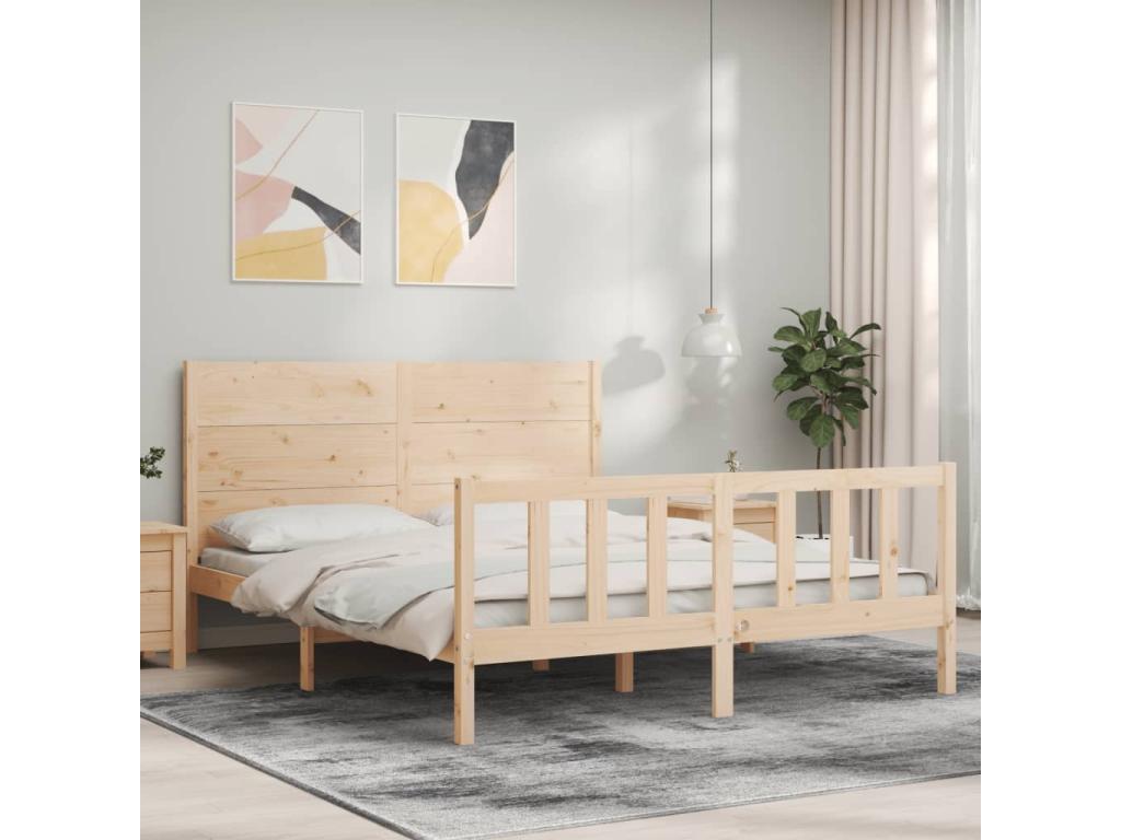 Cadre de lit sans matelas 160x200 cm bois massif de pin OKTS10985