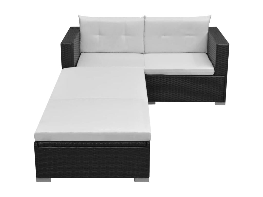 Salon de jardin 3 pcs avec coussins Résine tressée Zensova BZNW57272