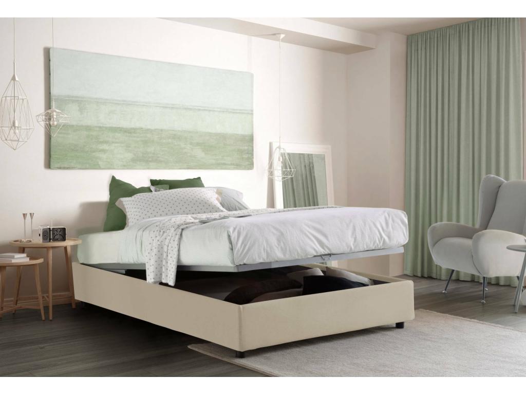 Lit double Zensova lit coffre avec revêtement en Zensova Made in Italy ouverture frontale adaptée pour matelas 120x200 cm Beige OGVM12466