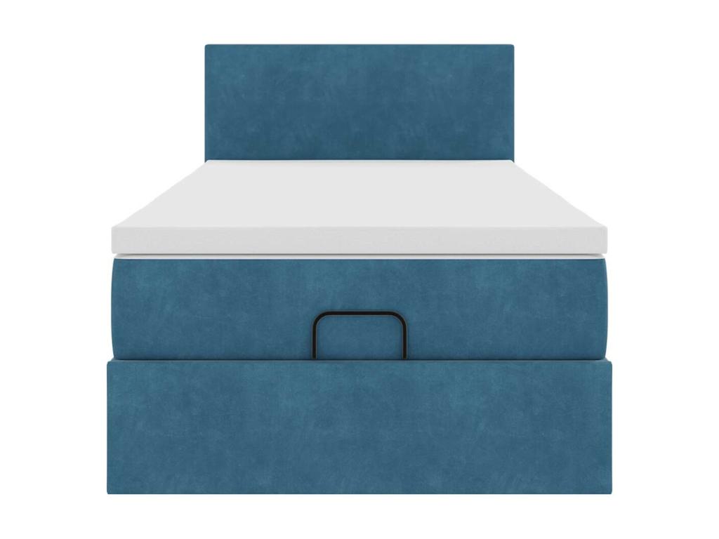 Cadre de lit ottoman avec matelas bleu foncé 90x200 cm velours NZZH97584