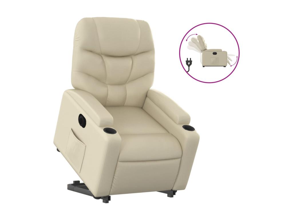 Fauteuil inclinable électrique crème similicuir LYSN25563
