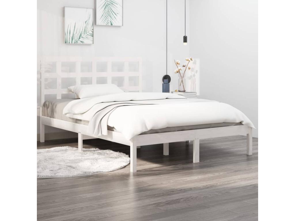 Cadre de lit sans matelas blanc 120x200 cm bois massif CVJM89552