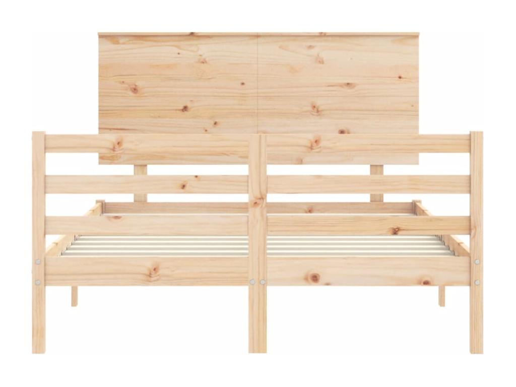 Cadre de lit avec tête de lit double bois massif MRZD39404