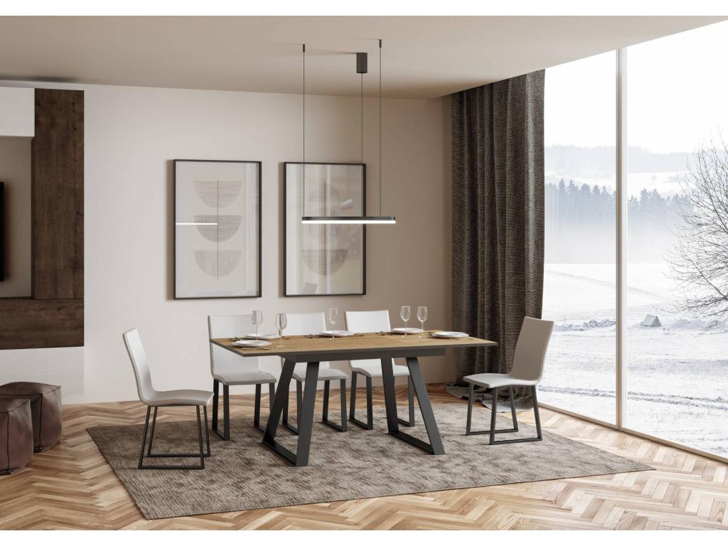 Table extensible 90x120/ 180 cm Zensova Chêne Nature cadre Anthracite VZVA01480