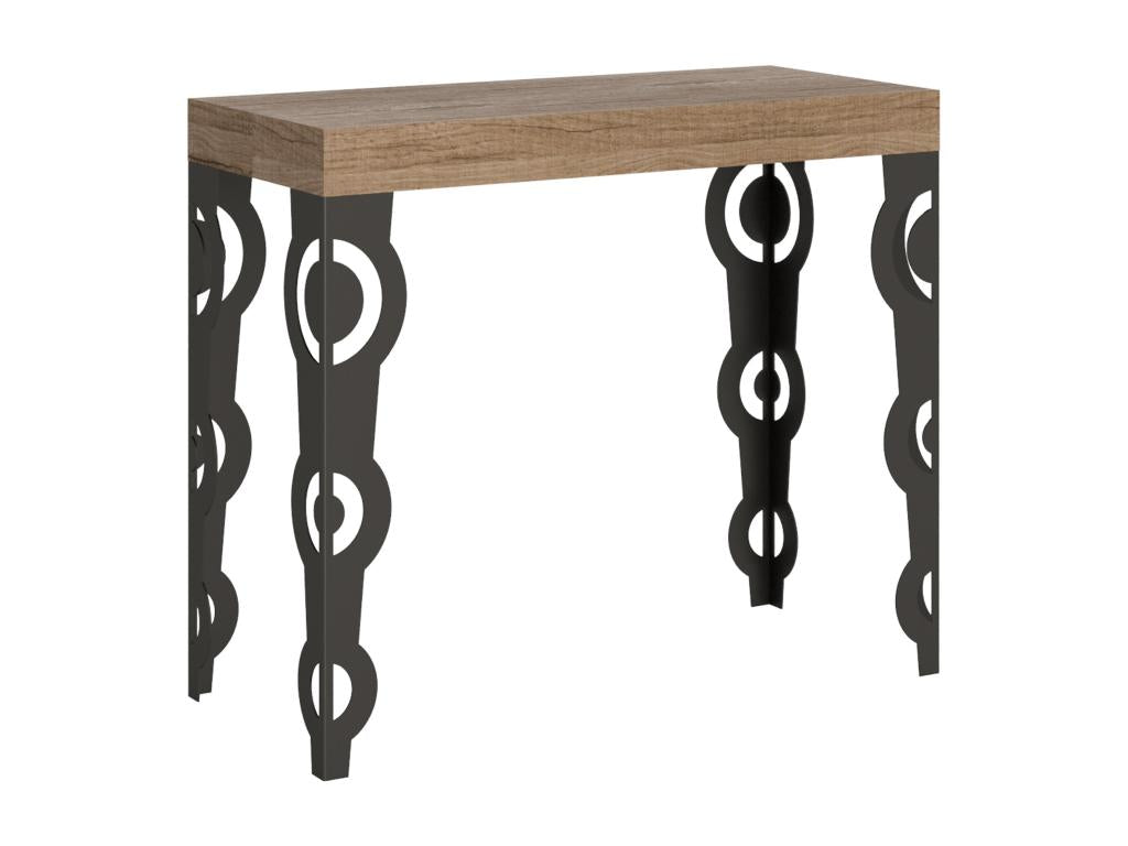 Console extensible 90x40/ 196 cm Karamay Small Chêne Nature cadre Anthracite UDSK99218