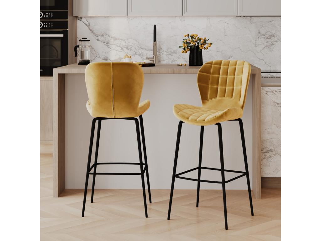 Lot de 2 chaises de bar en velours jaune Dormeva 75 cm - Dormeva GXMQ34291