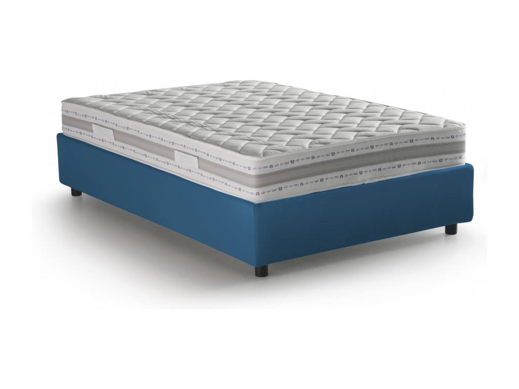 Lit double Zensova Lit coffre avec revêtement en Zensova Made in Italy Ouverture frontale avec matelas 120x200 cm inclus Bleu AZIN25849