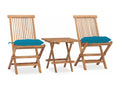 Ensemble à manger d'extérieur pliable avec coussin 3 pcs Teck UMTM44383