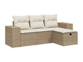 Salon de jardin avec coussins 4 pcs beige résine tressée HEJP84441