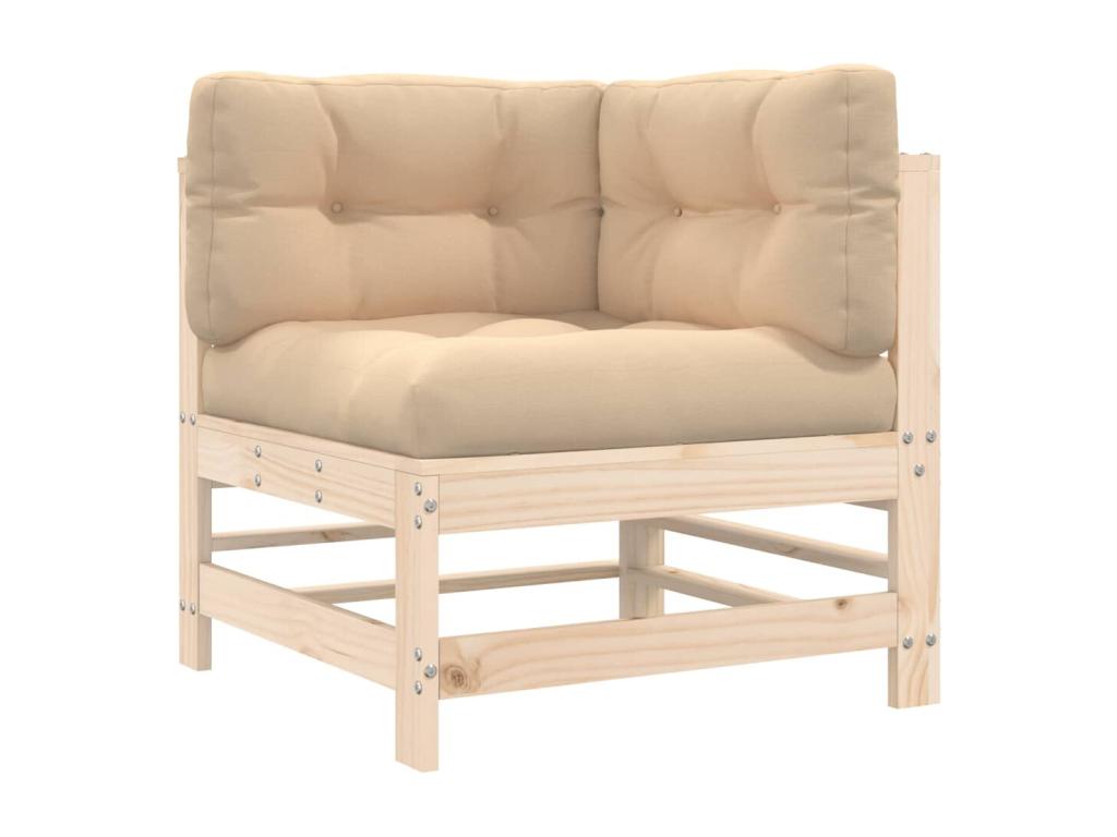 Salon de jardin 6 pièces avec coussins bois massif POQJ03689