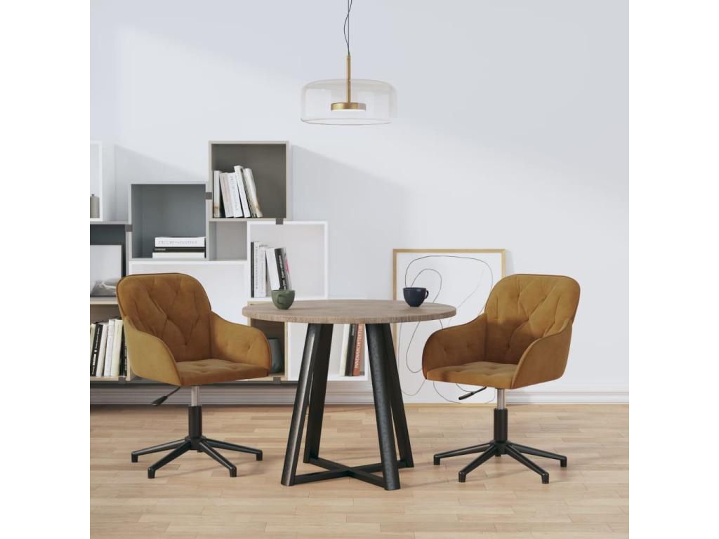 Chaises pivotantes à manger lot de 2 Marron Velours APIF54385