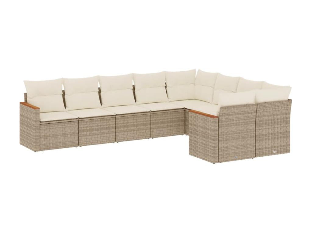 Salon de jardin avec coussins 9 pièces beige résine tressée PJVY83760