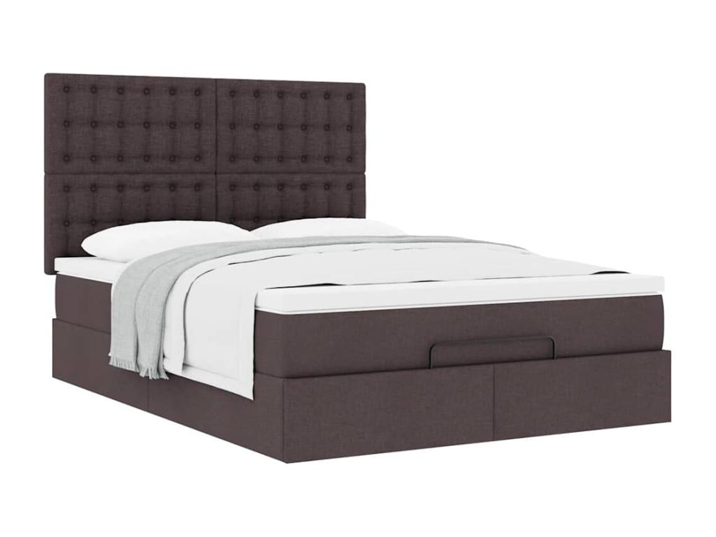 Cadre de lit Dormeva avec matelas marron foncé 140x200 cm tissu ZUEJ67005