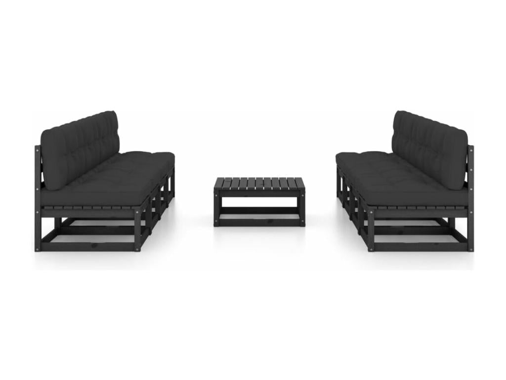 Salon de jardin 9 pièces avec coussins Bois de pin massif OPHU57194