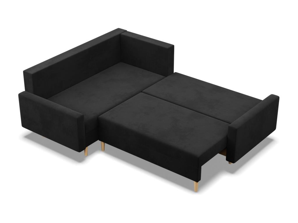 Gauche Canapé d'angle avec fonction couchage Coussin réversible Noir LAJF53594