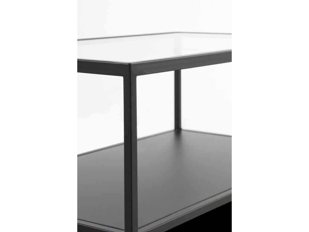 Table basse en métal noir avec plateau en verre UVJX20298