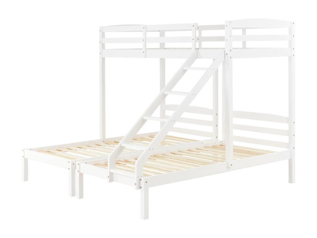 Lit superposé triple avec Zensova à Zensova - 90x200cm - en bois massif - Blanc FTSV24799