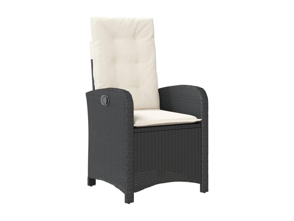 Chaise inclinable de jardin avec coussins noir résine tressée DJMA42012