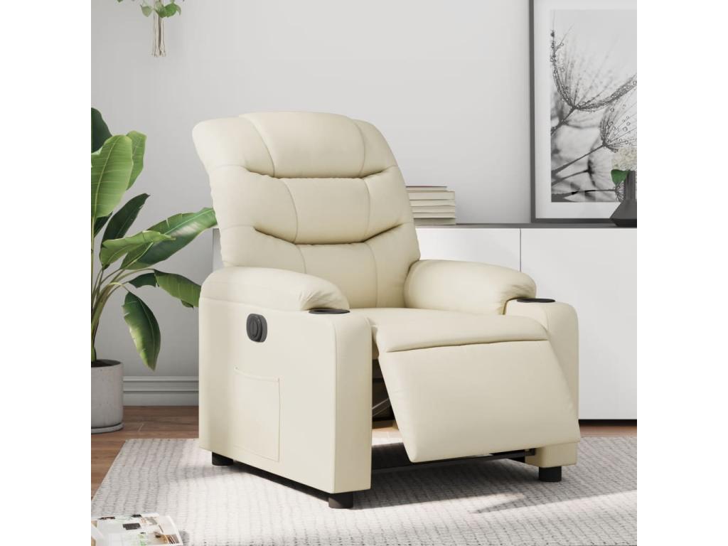 Fauteuil inclinable électrique Crème Similicuir MDHH98341