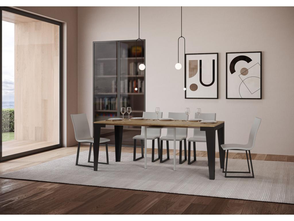 Console extensible 90x40/ 196 cm Zensova Chêne Nature cadre Anthracite XCEQ83425