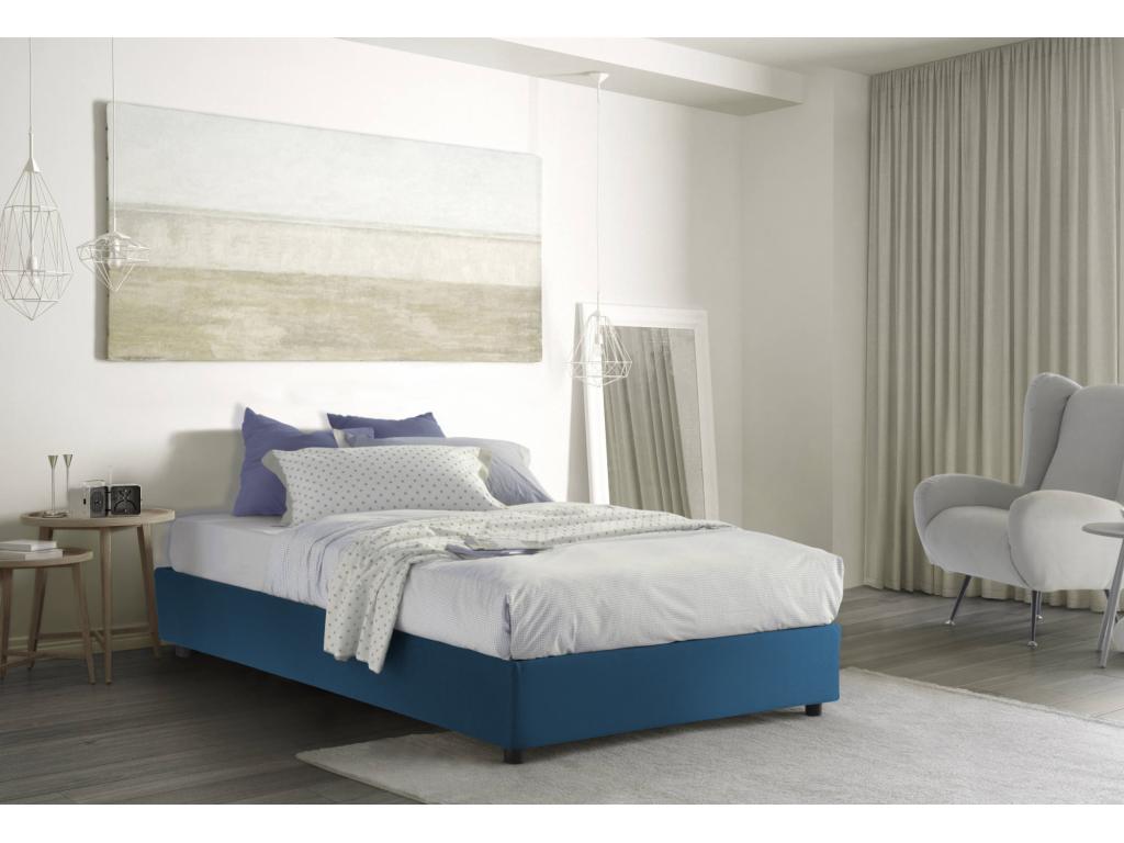 Lit double Zensova Lit coffre avec revêtement en Zensova Made in Italy Ouverture frontale avec matelas 120x200 cm inclus Bleu AZIN25849