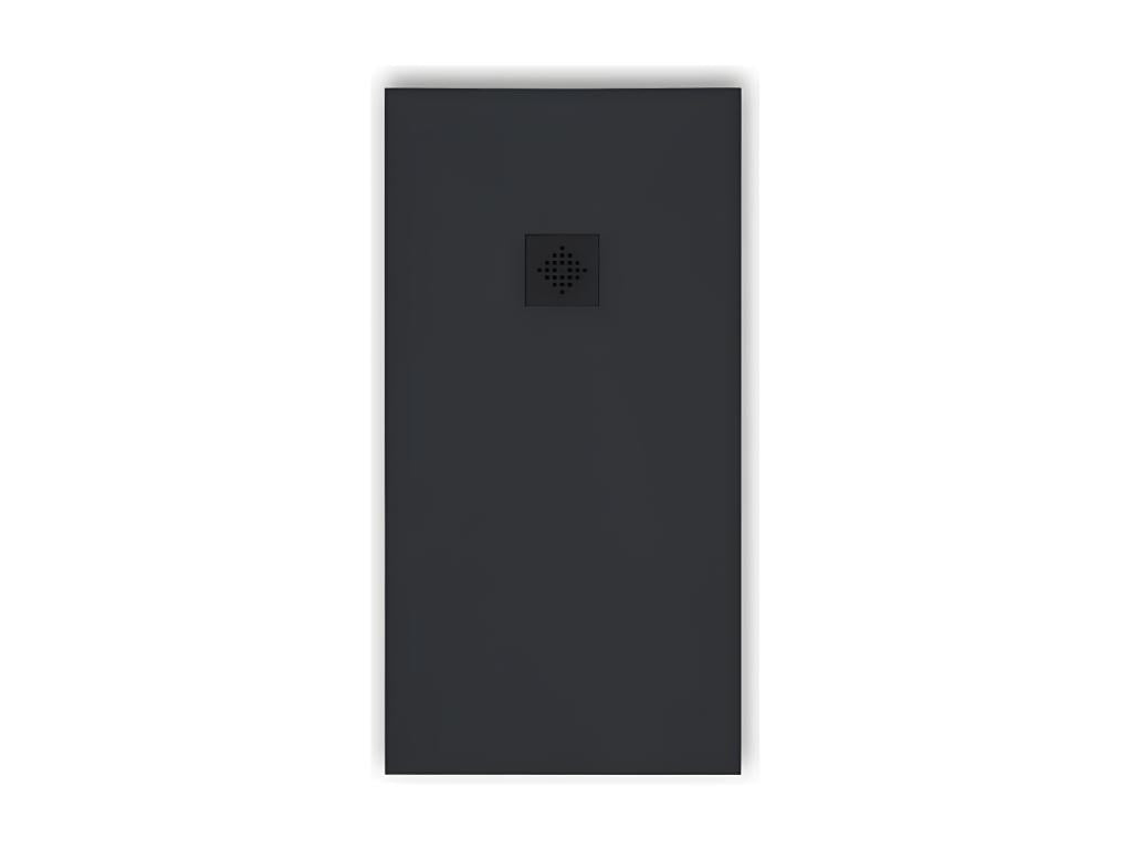Receveur de douche 70x170 cm extra plat Zensova en résine surface ardoisée anthracite Grille anthracite TMZJ83158
