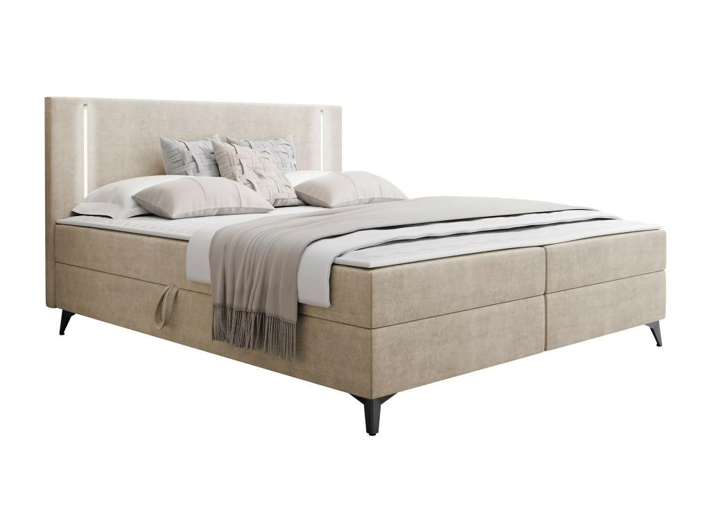 Lit continental Dormeva 147 Double Continental Brun clair 160x200 Tapisserie 165cm ZCAU96669