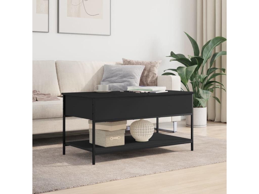 Table basse noir 100x50x50 cm bois d'ingénierie et métal EKGH54587