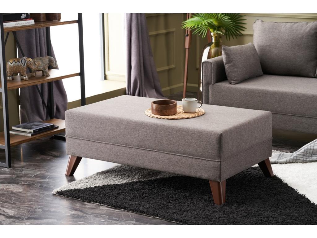 Petit canapé convertible d'angle droit avec pouf tissu marron clair Dormeva 205cm LVRQ30467