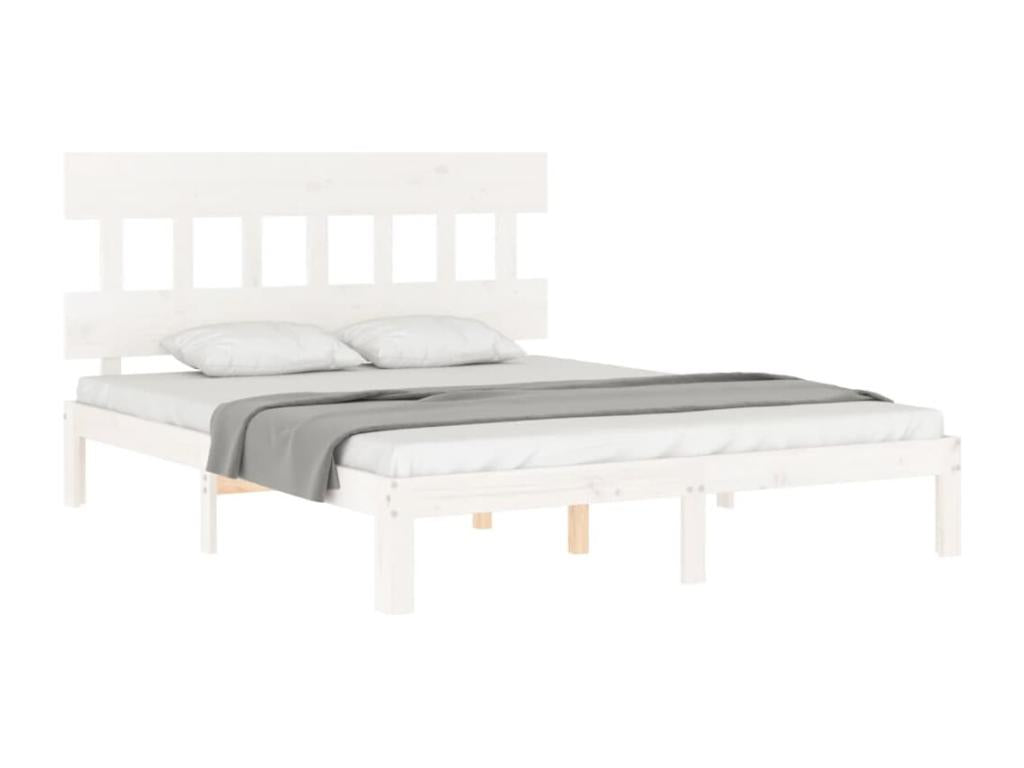 Cadre de lit avec tête de lit blanc Dormeva Size bois massif YHWL47761