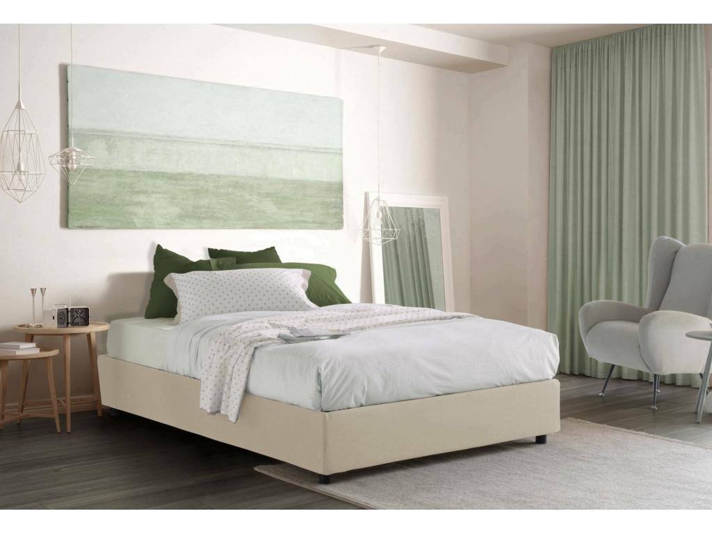 Lit double Zensova lit coffre avec revêtement en Zensova Made in Italy ouverture frontale adaptée pour matelas 120x200 cm Beige OGVM12466
