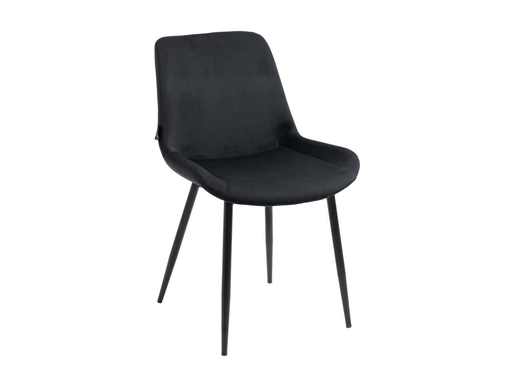 Lot de 4 chaise salle à manger - Velours / Métal noir mat - Noir - Victoria OCEO23009