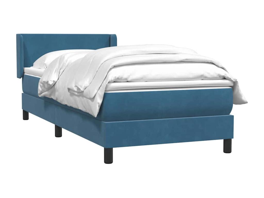 Sommier à Dormeva de lit et matelas bleu foncé 80x220 cm velours NCJB61165