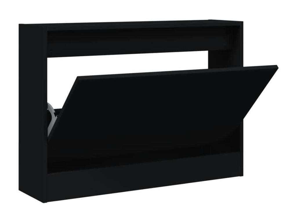 Armoire à chaussures noir 80x21x57 bois d'ingénierie FTVK72062