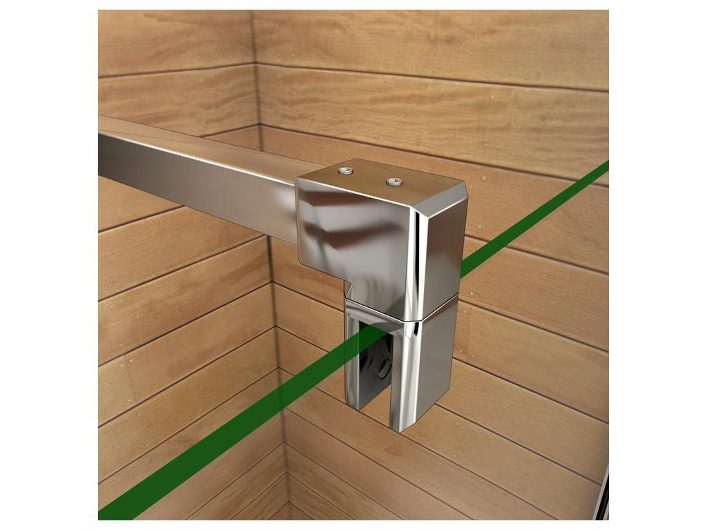 Paroi de douche à l'italienne verre dépoli au centre 120 40x200cm avec retour pivotant avec barre de fixation 90cm en carré DRQE34996