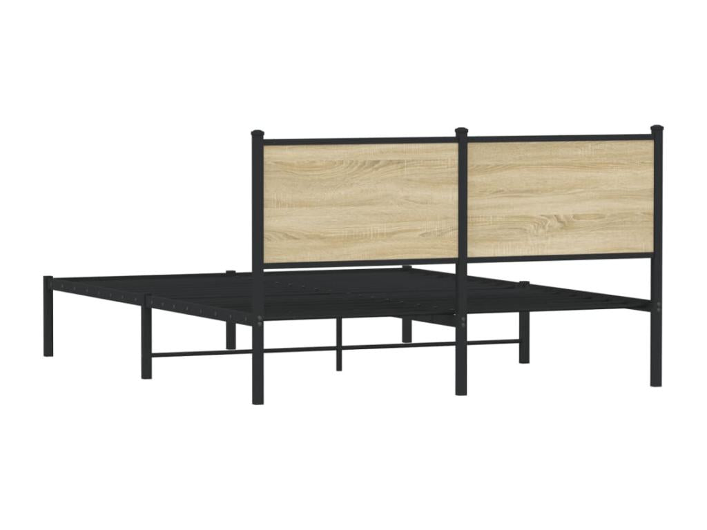 Cadre de lit en métal sans matelas chêne Zensova 140x190 cm NCWU18531